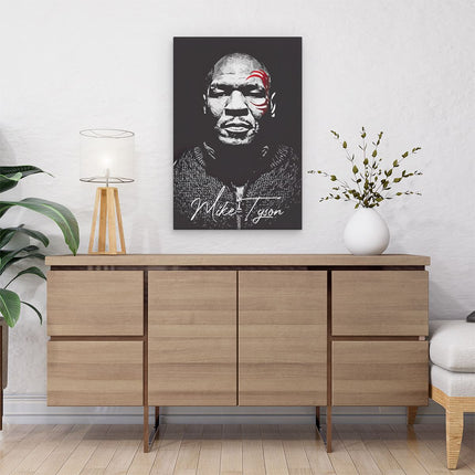 Canvas schilderij interieur Mike Tyson met zijn Rode Tattoo