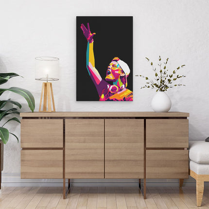 Canvas schilderij interieur DJ Avicii in Abstracte Kleuren