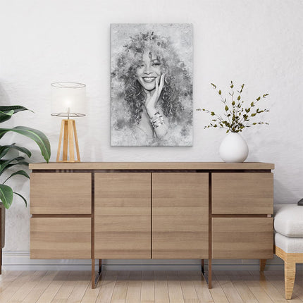 Canvas schilderij interieur Rihanna in het Zwart Wit 