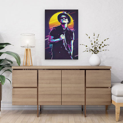 Canvas schilderij interieur Bruno Mars tijdens de Zonsondergang