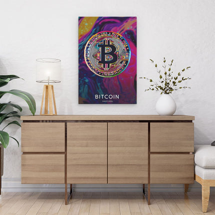 Canvas schilderij interieur Cryptomunt Bitcoin