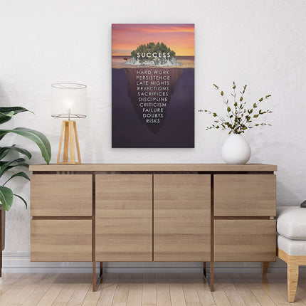 Canvas schilderij interieur Success Motivatie Tekst op een Eiland - Motivatie