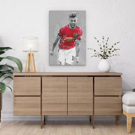 Canvas schilderij interieur Bruno Fernandes bij Manchester United