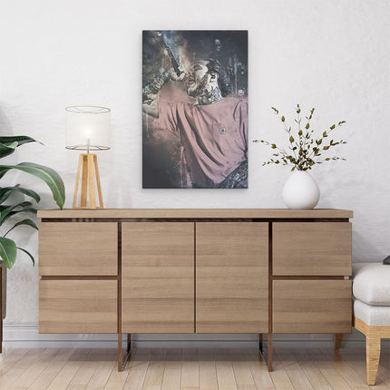 Canvas schilderij interieur Zingende Post Malone op Olieverf
