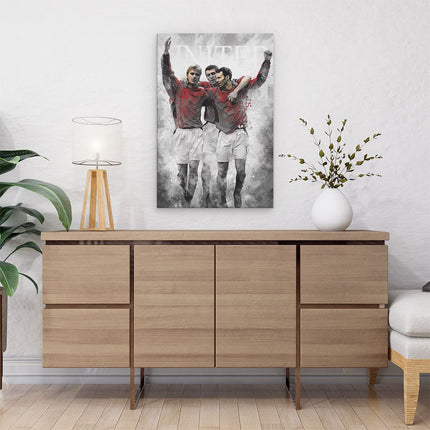 Canvas schilderij interieur David Bechkam, Roy Keane en Ryan Giggs bij Manchester United - Legendes