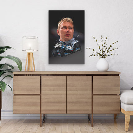 Canvas schilderij interieur Mika Häkkinen bij McLaren F1