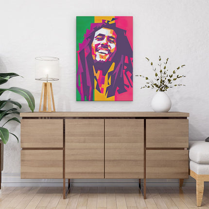 Canvas schilderij interieur Bob Marley met Rastafari Kleuren