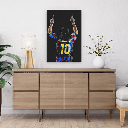 Canvas schilderij interieur Ronaldinho bij FC Barcelona