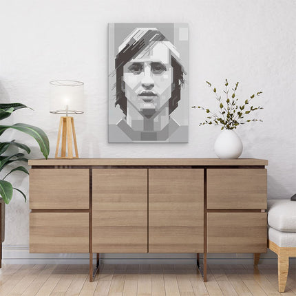 Canvas schilderij interieur Johan Cruijff in het Zwart Wit