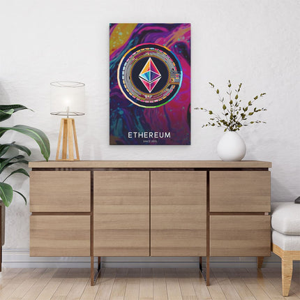 Canvas schilderij interieur Cryptomunt Ethereum 