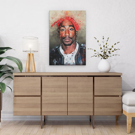 Canvas schilderij interieur Tupac Shakur op Olieverf - 2Pac