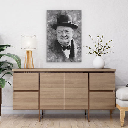 Canvas schilderij interieur Winston Churchill in het Zwart Wit