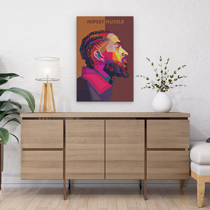 Canvas schilderij interieur Nipsey Hussle in Abstracte Kleuren