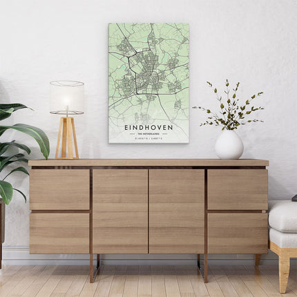 Canvas schilderij interieur Stadskaart Eindhoven in het Licht Groen