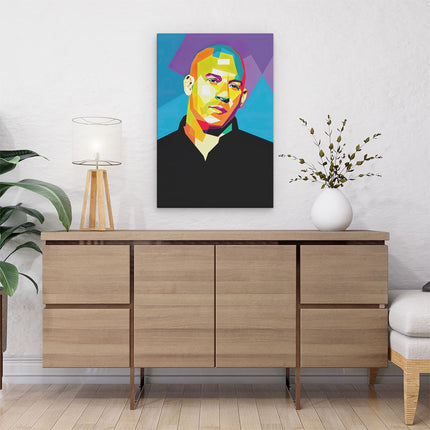 Canvas schilderij interieur Vin Diesel in Abstracte Kleuren