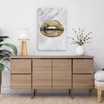 Canvas schilderij interieur Abstract Gouden Lippen 