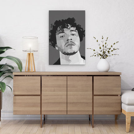 Canvas schilderij interieur Jack Harlow in het Zwart Wit