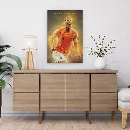 Canvas schilderij interieur Virgil van Dijk bij het Nederlands Elftal