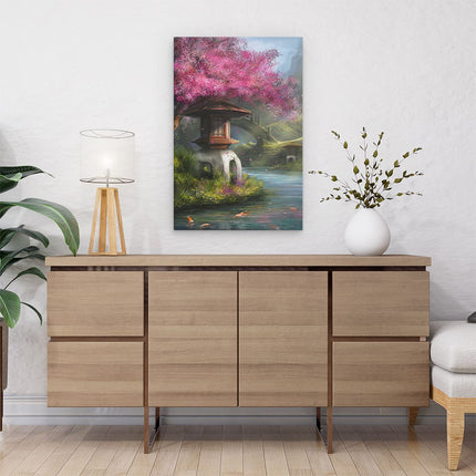 Canvas schilderij interieur Getekende Rivier met Bloesems in China