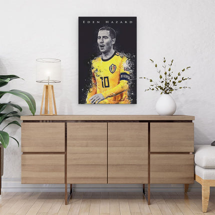 Canvas schilderij interieur Eden Hazard bij België - Rode Duivels
