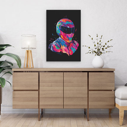 Canvas schilderij interieur Motorhelm in Abstracte Kleuren