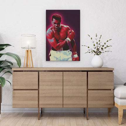 Canvas schilderij interieur Bokser Muhammad Ali in het Rood