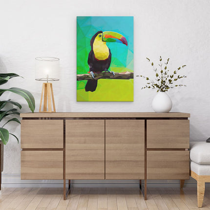 Canvas schilderij interieur Toekan in Abstracte Kleuren