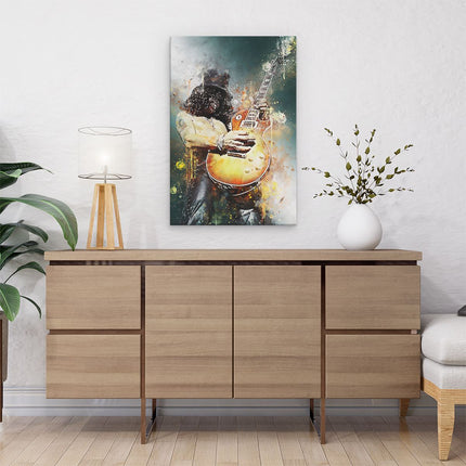 Canvas schilderij interieur Slash met zijn Gitaar - Saul Hudson