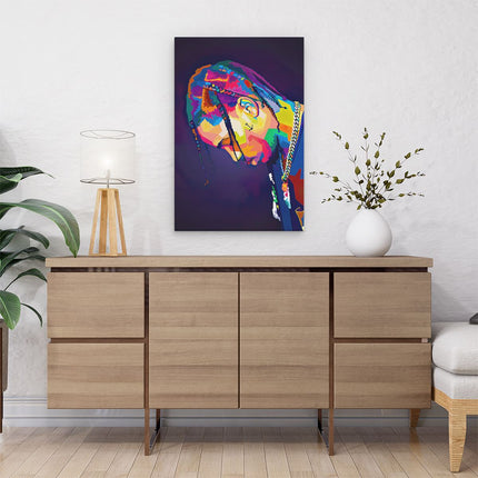 Canvas schilderij interieur Travis Scott in Abstracte Kleuren