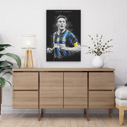 Canvas schilderij interieur Javier Zanetti bij FC Internazionale 