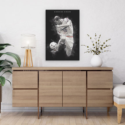 Canvas schilderij interieur Zinedine Zidane bij Frans Elftal