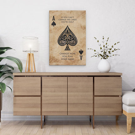 Canvas schilderij interieur Aas Kaart met een Quote - Inspiratie - Motivatie