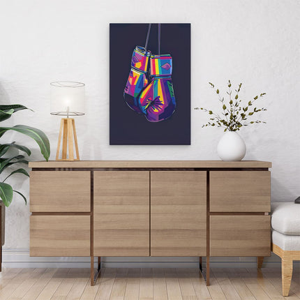 Canvas schilderij interieur Bokshandschoenen in Abstracte Kleuren
