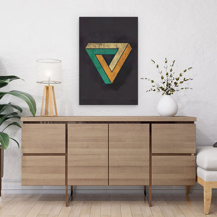 Canvas schilderij interieur Oneindige Driehoek in het Groen Geel