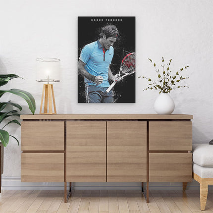 Canvas schilderij interieur Tennisser Roger Federer 