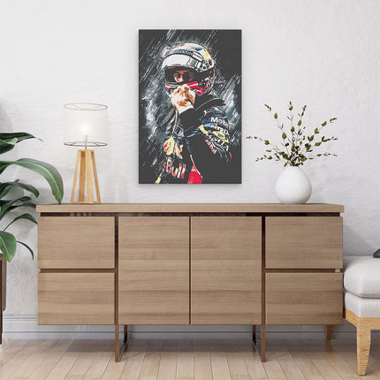 Canvas schilderij interieur Max Verstappen Juicht
