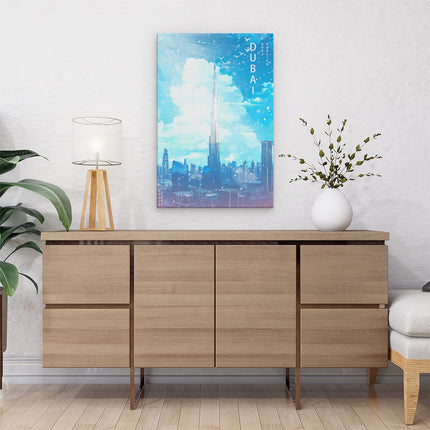 Canvas schilderij interieur Stad Dubai in het Blauw