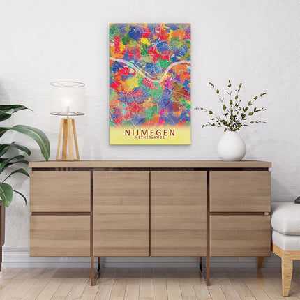 Canvas schilderij interieur Stadskaart Nijmegen in Kleur