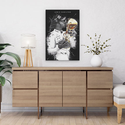 Canvas schilderij interieur Lewis Hamilton kust Formule 1 Wereldbeker