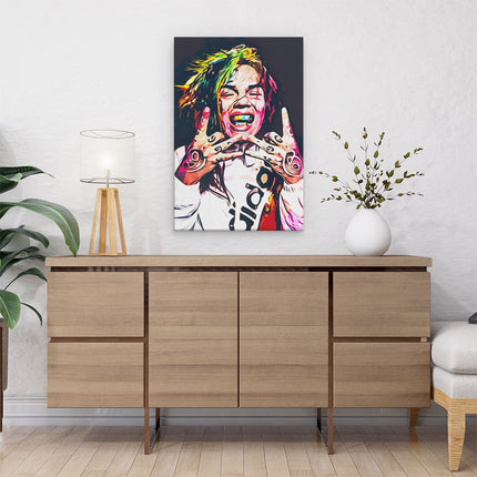 Canvas schilderij interieur Getekende 6ix9ine
