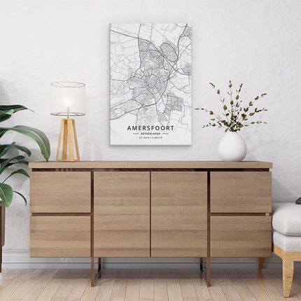 Canvas schilderij interieur Stadskaart Amersfoort in het Wit