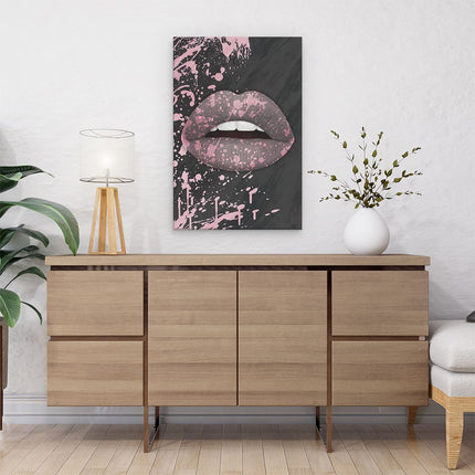 Canvas schilderij interieur Lippen met Roze Verf