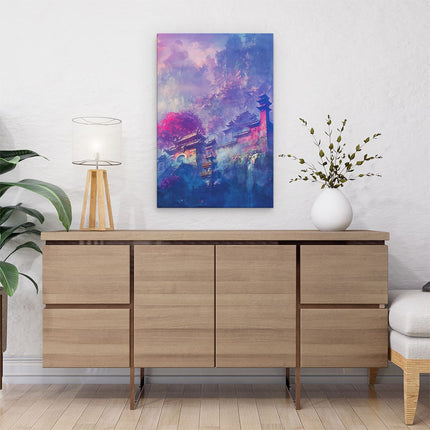 Canvas schilderij interieur Getekende Japanse Tempels