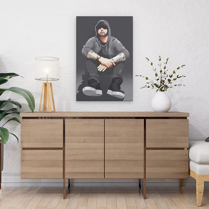 Canvas schilderij interieur Getekende Eminem op de Grond