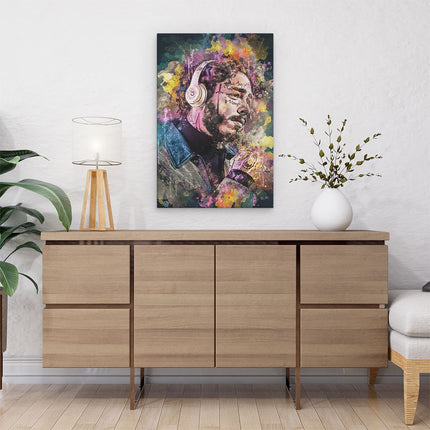 Canvas schilderij interieur Post Malone in Olieverf