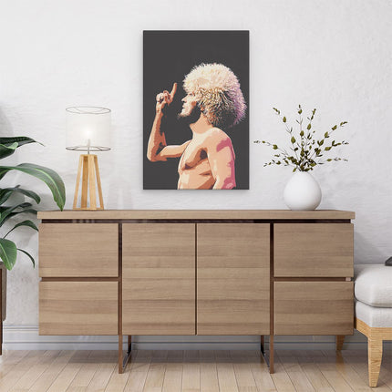Canvas schilderij interieur UFC Vechter Khabib Nurmagomedov met de Witte Pruik