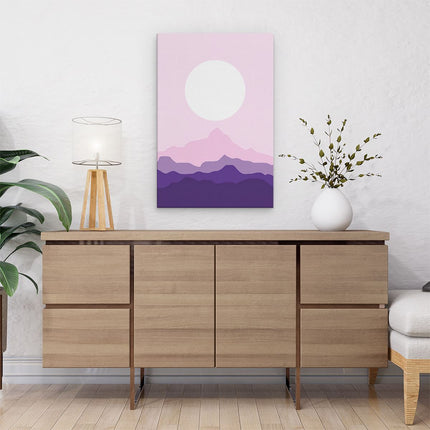 Canvas schilderij interieur Bergen in het Roze met de Zon - Abstract