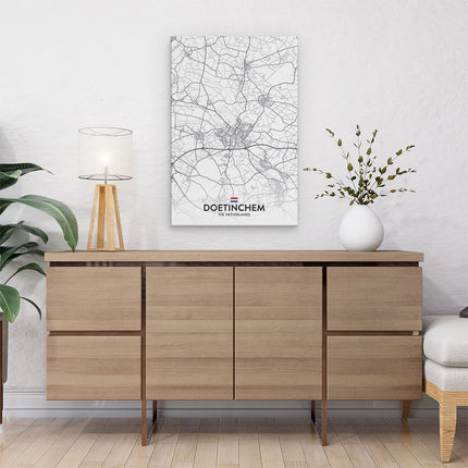 Canvas schilderij interieur Stadskaart Doetinchem in het Wit