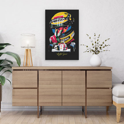 Canvas schilderij interieur Formule 1 Coureur Ayrton Senna