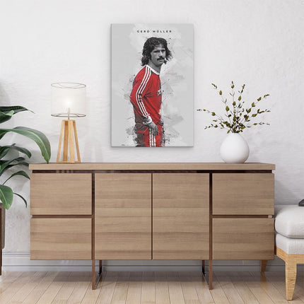 Canvas schilderij interieur Gerd Müller bij FC Bayern München